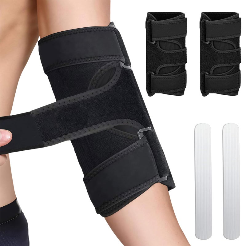 flintronic 2PCS Elbow Brace, Adjustable Elbow Support Strap with Removable Metal Splints, Ulnar Nerve Entrapment Splint, Elbow Splint for Fractures,Tennis Elbow,Tendonitis, Night Sleeping